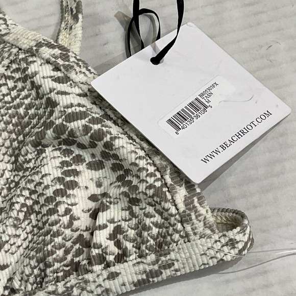 Beach Riot Bikini Top Gray Venom Snakeskin Triangle Swimsuit Top Size M Beach - Picture 4 of 5
